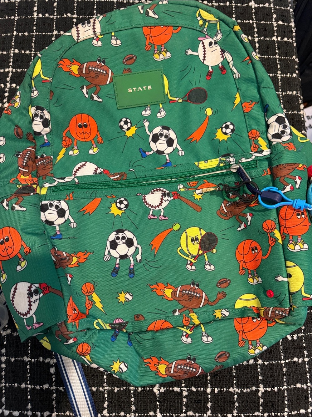STATE Kids Green Sports-Print Backpack with Multicolor Balls